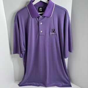 FJ Foot Joy Men’s Purple and White Checked Polo Eagle Watch Golf Club Size Large